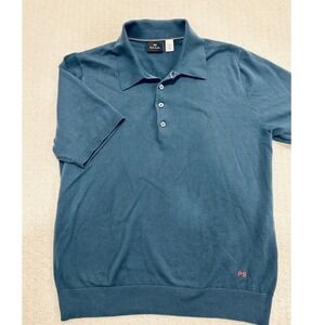 Paul Smith Blue Short Sleeve Organic Cotton Polo Sweater Large